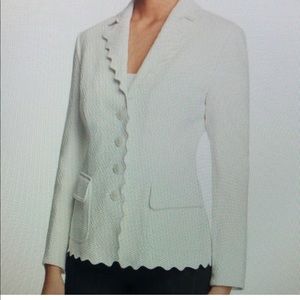 Tory Burch White Scalloped Bailey Jacket